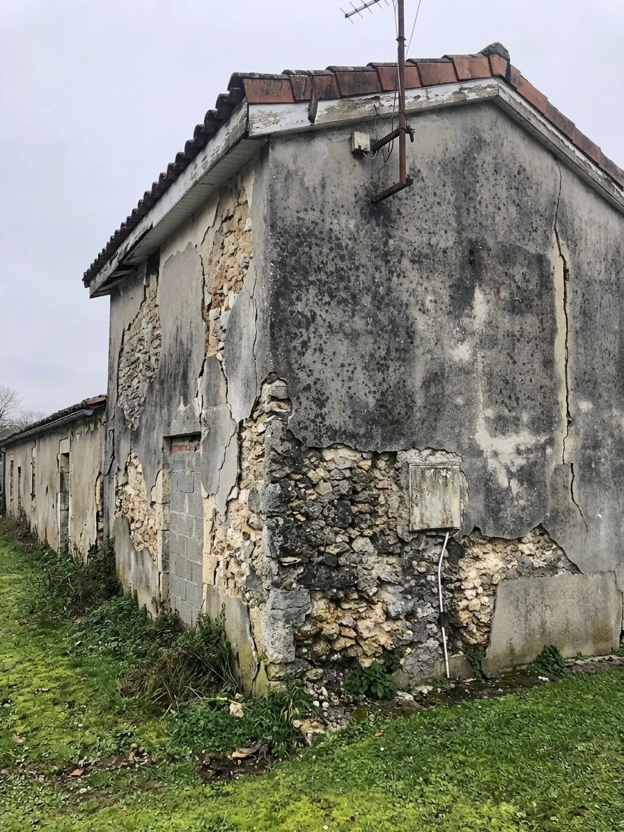 Façade avant ravalement d'une maison près de Caen Façade avant ravalement d'une maison près de Caen